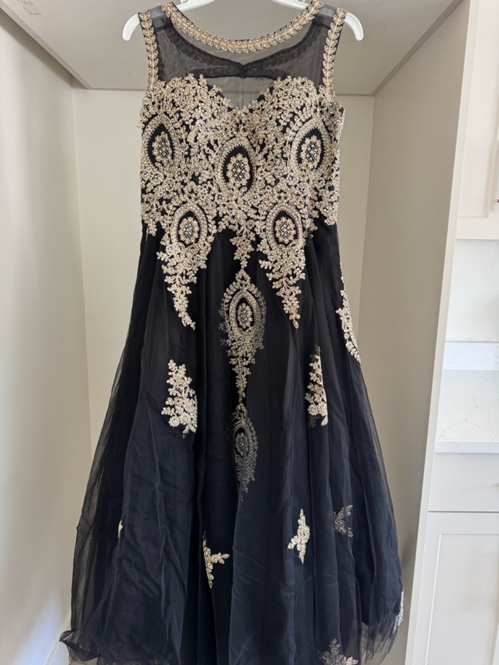 Black Beaded Embellished Cocktail/Prom Dress